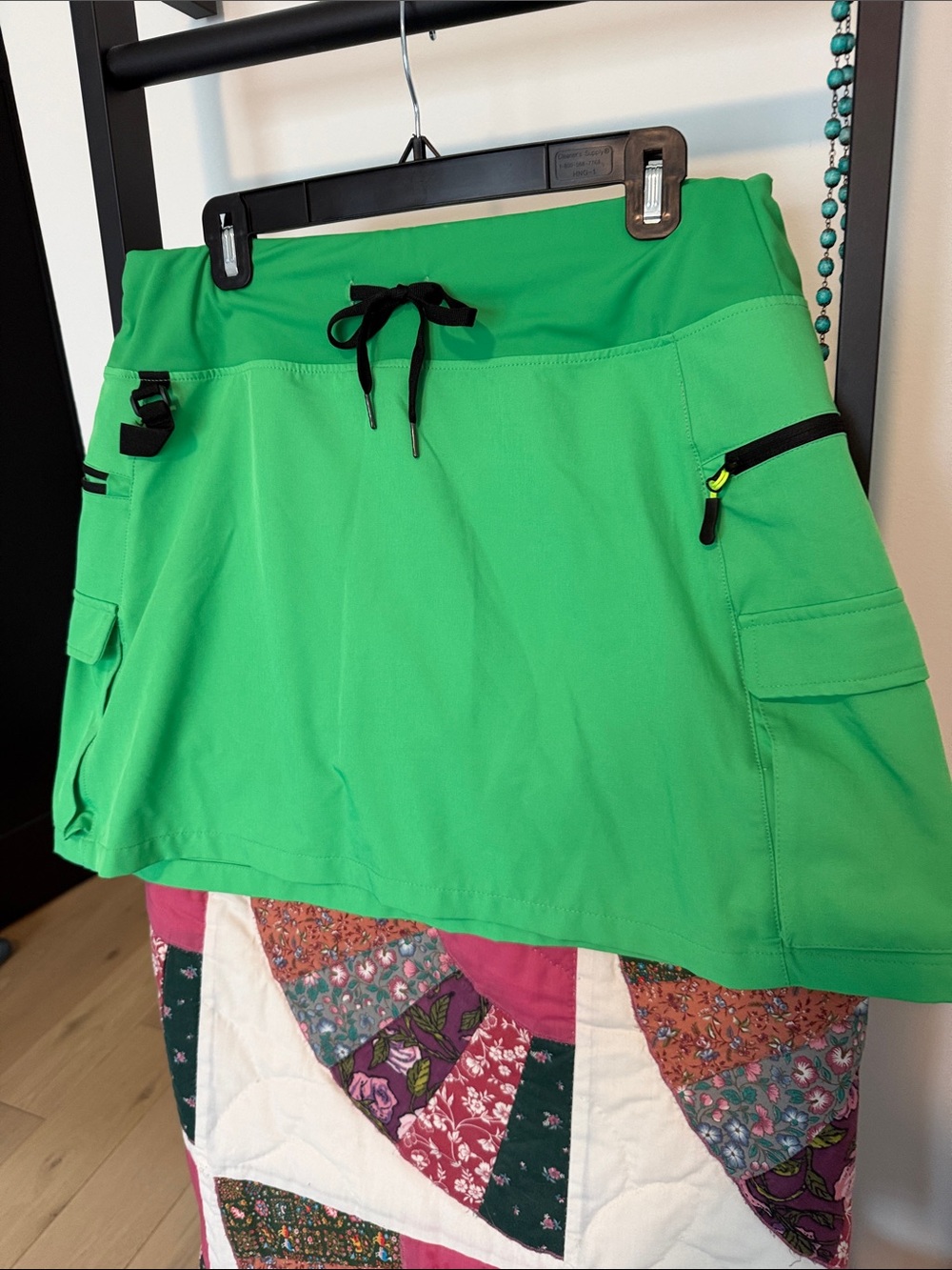 Amazon Women's Green Athletic Skort with Black Drawstring
